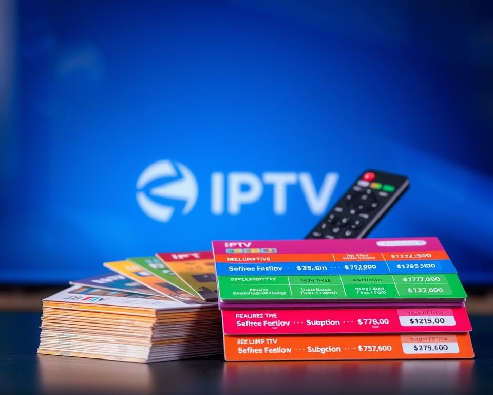 A high-quality, detailed image of "Abonnement IPTV" showcasing various IPTV subscription packages and plans. In the foreground, a stack of colorful IPTV service cards, each displaying different subscription tiers, features, and pricing. The middle ground features a sleek, modern IPTV remote control and a stylized IPTV logo. The background is a soft, blurred gradient in shades of blue, evoking a sense of digital technology and premium entertainment. The lighting is soft and directional, highlighting the depth and texture of the objects. The overall mood is one of elegance, professionalism, and the promise of a premier IPTV service. A high-quality, detailed image of "Abonnement IPTV" showcasing various IPTV subscription packages and plans. In the foreground, a stack of colorful IPTV service cards, each displaying different subscription tiers, features, and pricing. The middle ground features a sleek, modern IPTV remote control and a stylized IPTV logo. The background is a soft, blurred gradient in shades of blue, evoking a sense of digital technology and premium entertainment. The lighting is soft and directional, highlighting the depth and texture of the objects. The overall mood is one of elegance, professionalism, and the promise of a premier IPTV service.